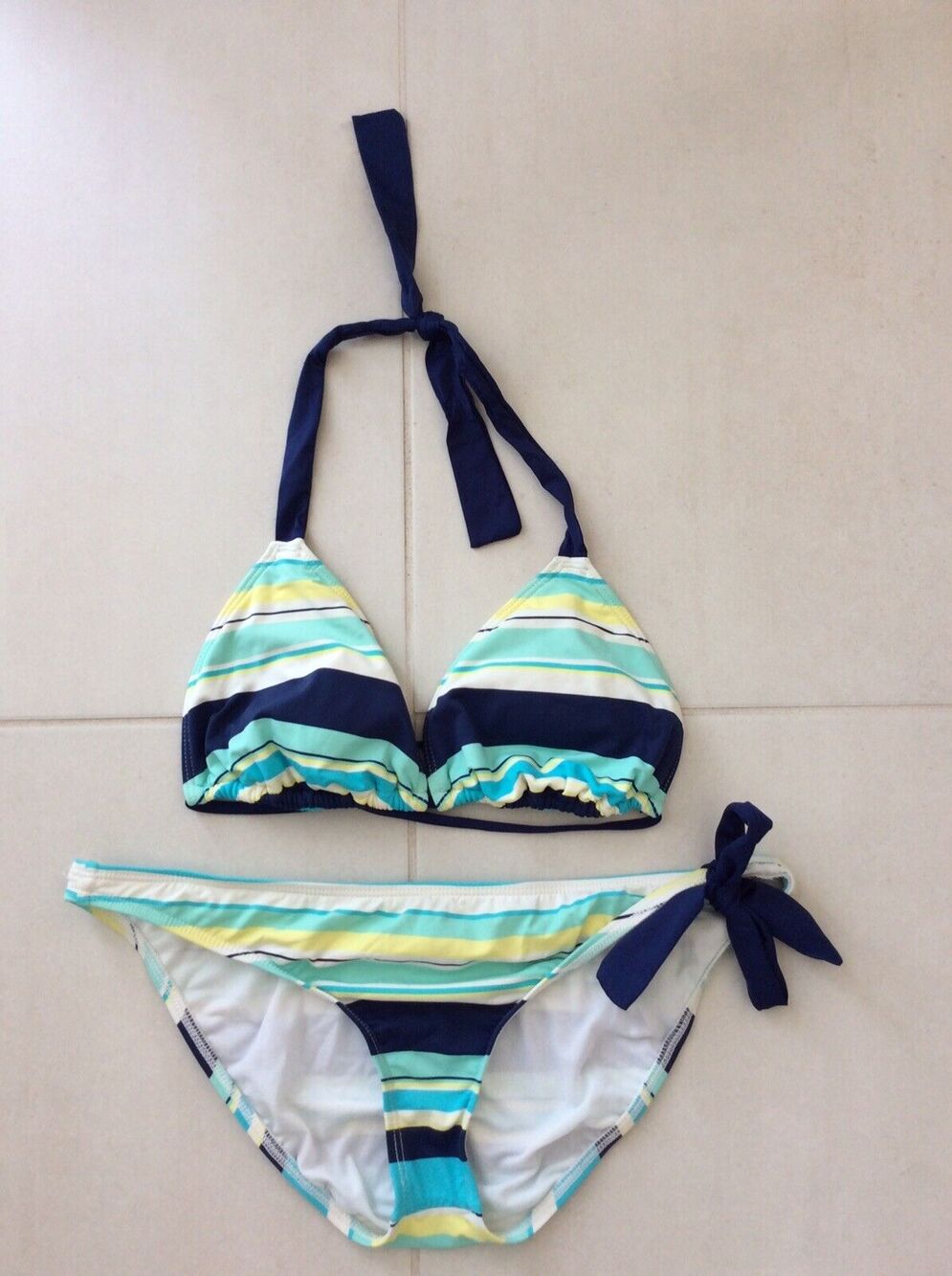 Splendid Bikini Set Multicolor Striped Triangle Swimwear